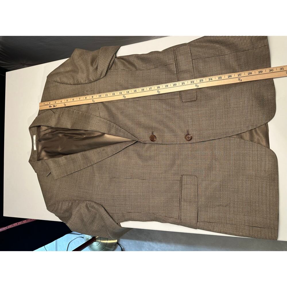 Ralph Lauren Mens 41R Sport Coat Silk Wool Brown Plaid Blazer Preppy Office - Picture 11 of 15